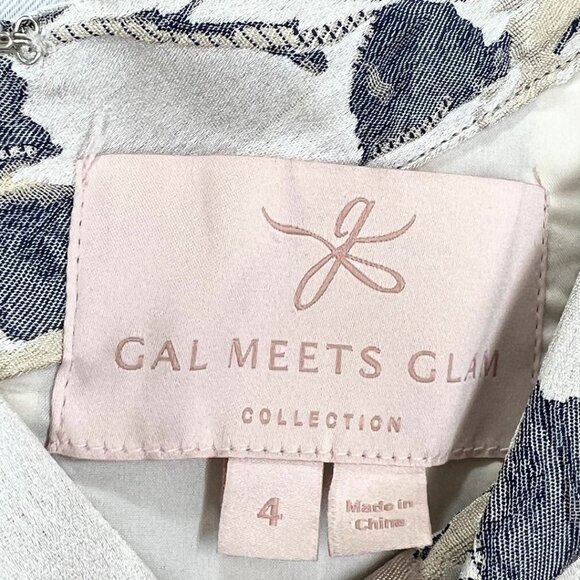 NWT Gal Meets Glam Ava Dusty Blue Beige Floral Dress $198 - Picture 9 of 14